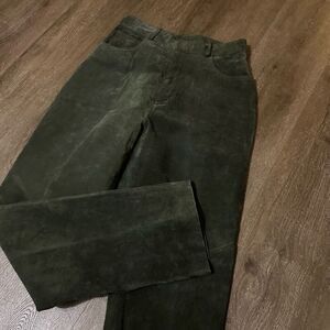Vintage Cayenne Womens Green Suede Leather High Rise Pants Western Boho Size 10